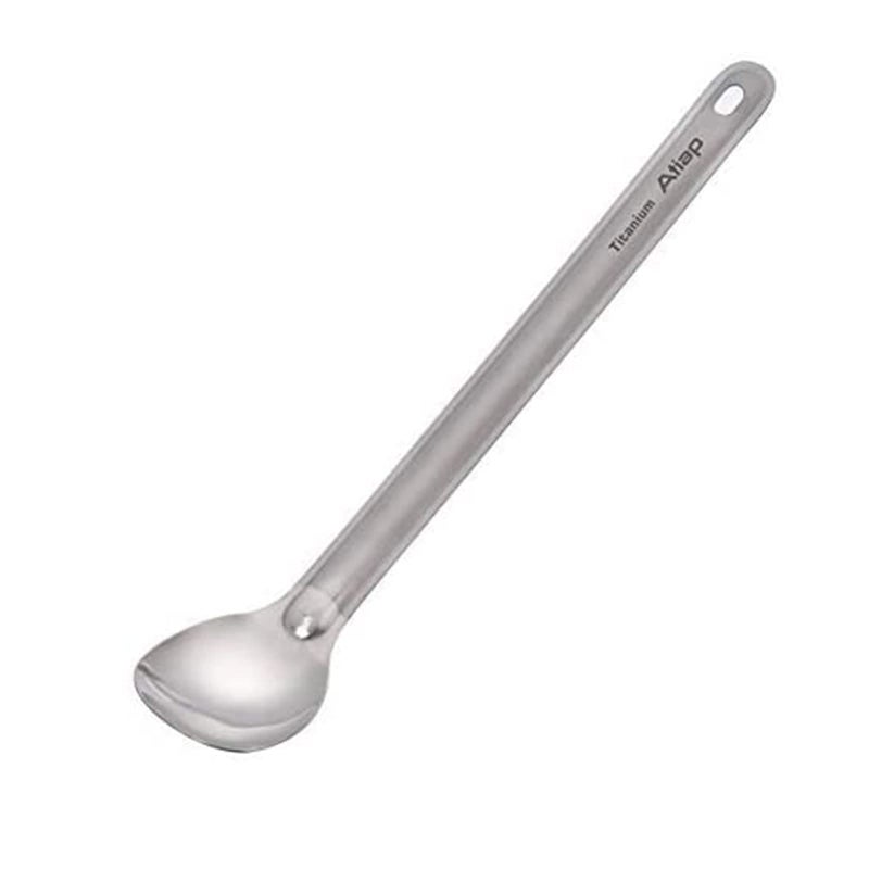 ATiAP Titanium Long Handle Spoon Spork, 8.46" Long Titanium Camping Spoon with Polished Bowl, Suitable for Outdoor Camping Hiking Picnic - Image 1